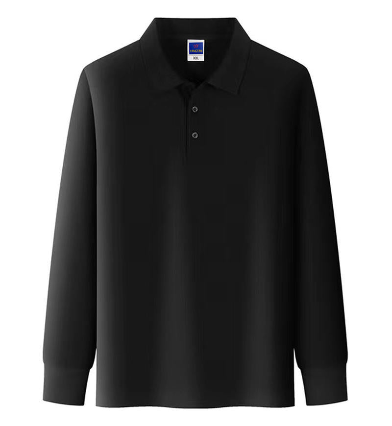 Men Classic Long Sleeve Polo Shirt | Lapel Collar Business Casual Solid Top
